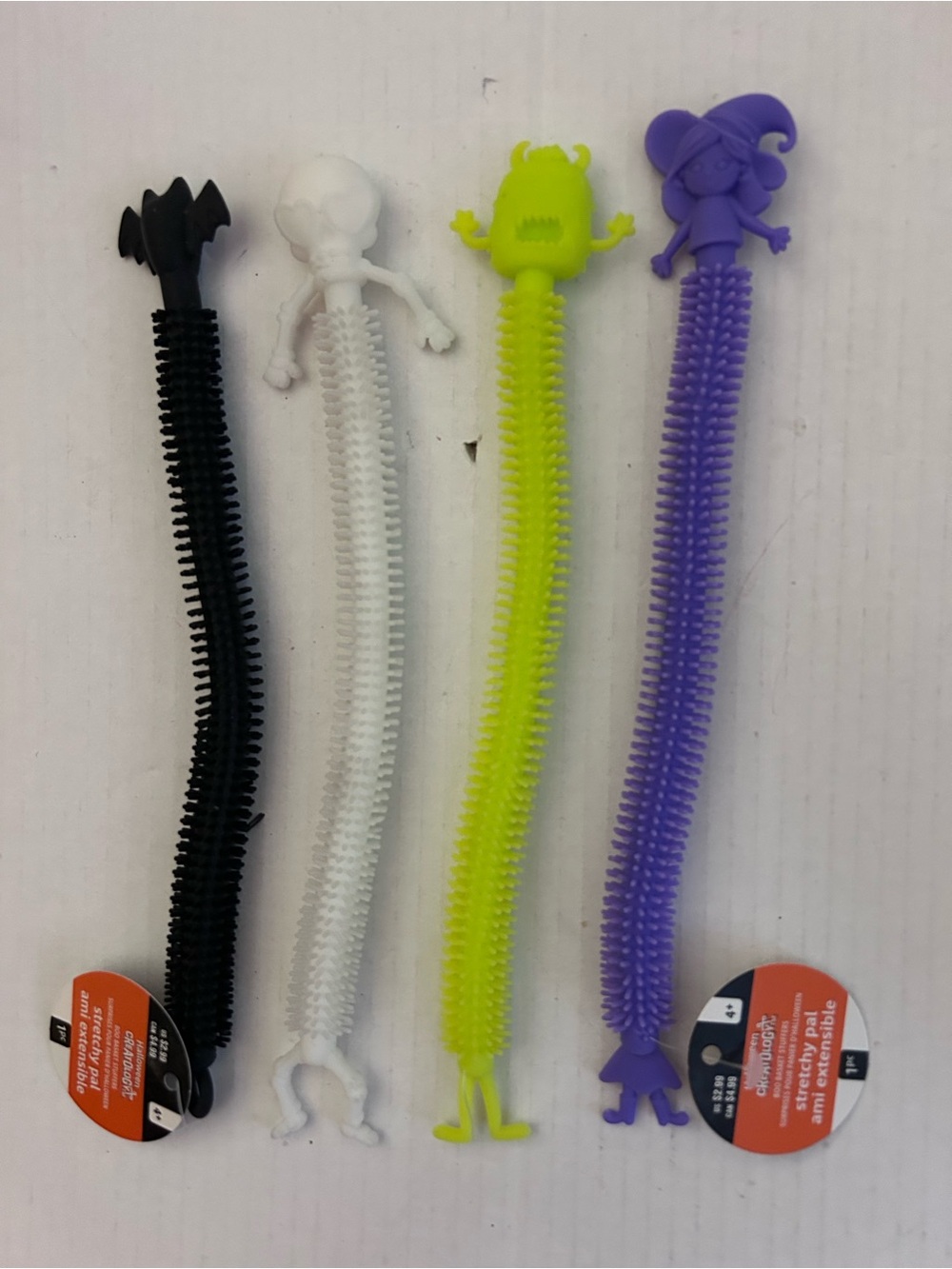 Set of 4 Halloween Stretchy Pal Black, White, Neon Green, Purple